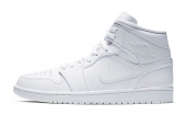 AIR JORDAN 1 MID GS TRIPLE WHITE [554725-130]