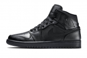 AIR JORDAN 1 MID GS TRIPLE BLACK 2015 [554725-030]