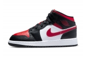 AIR JORDAN 1 MID BLACK FIRE RED GS [554725-079]