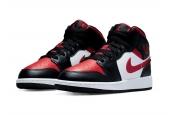 AIR JORDAN 1 MID BLACK FIRE RED GS [554725-079]