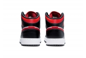 AIR JORDAN 1 MID BLACK FIRE RED GS [554725-079]