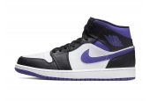 AIR JORDAN 1 MID WHITE BLACK PURPLE [554724-095]