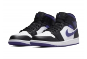 AIR JORDAN 1 MID WHITE BLACK PURPLE [554724-095]