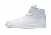 AIR JORDAN 1 MID GS TRIPLE WHITE [554725-130]