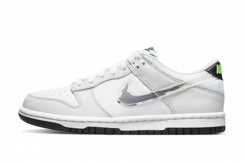 DUNK LOW GLITCH SWOOSH WHITE GREY GS [DV3033-001]