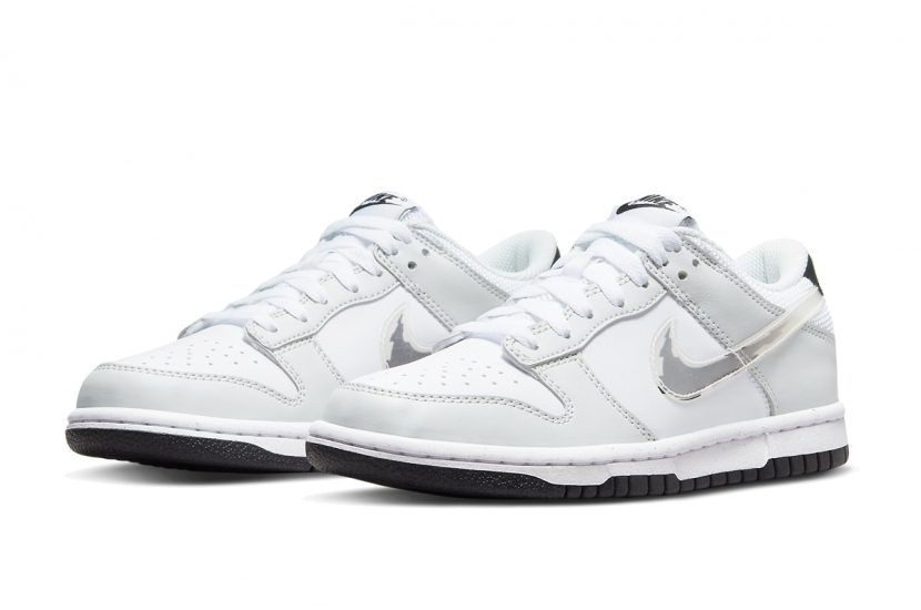DUNK LOW GLITCH SWOOSH WHITE GREY GS [DV3033-001]