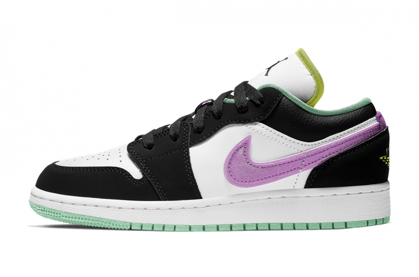 AIR JORDAN 1 LOW BLACK WHITE PURPLE [553560-151]