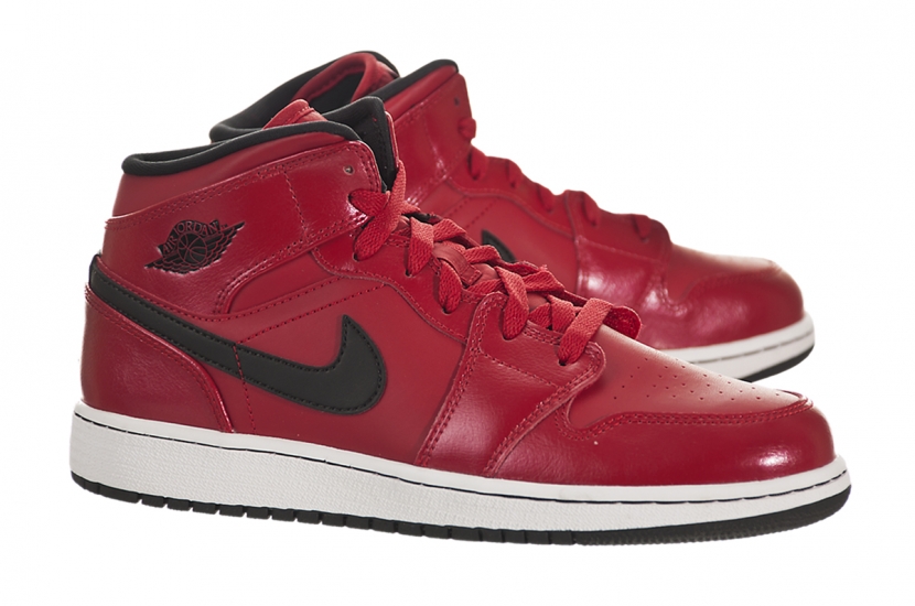 AIR JORDAN 1 MID GYM RED BLACK PATIENT [554725-602]