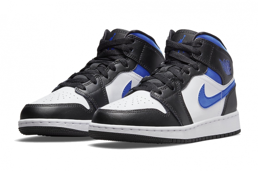 AIR JORDAN 1 MID WHITE BLACK RACER BLUE [554725-140]