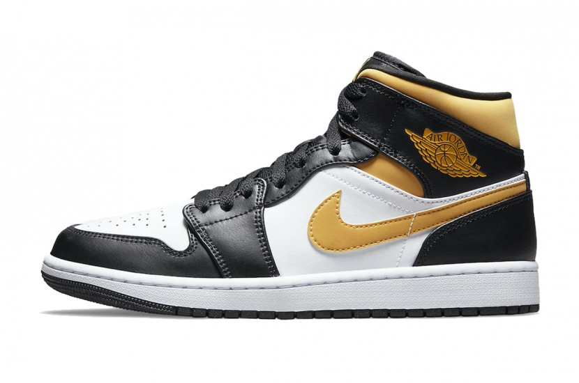 AIR JORDAN 1 MID WHITE POLLEN BLACK [554724-177]