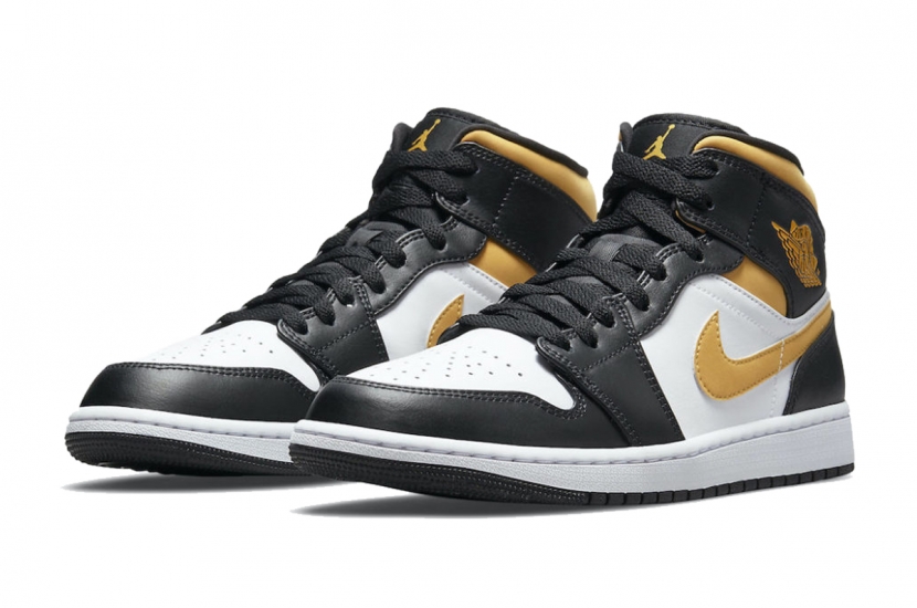AIR JORDAN 1 MID WHITE POLLEN BLACK [554724-177]