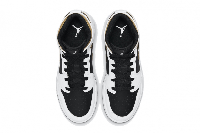 AIR JORDAN 1 MID WHITE BLACK GOLD [554725-190]