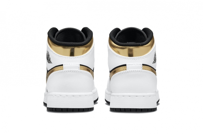 AIR JORDAN 1 MID WHITE BLACK GOLD [554725-190]