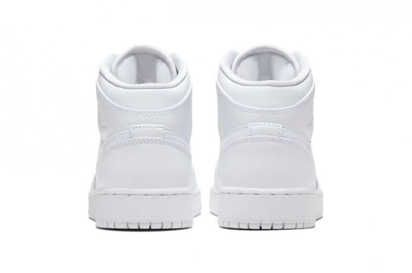 AIR JORDAN 1 MID GS TRIPLE WHITE [554725-130]