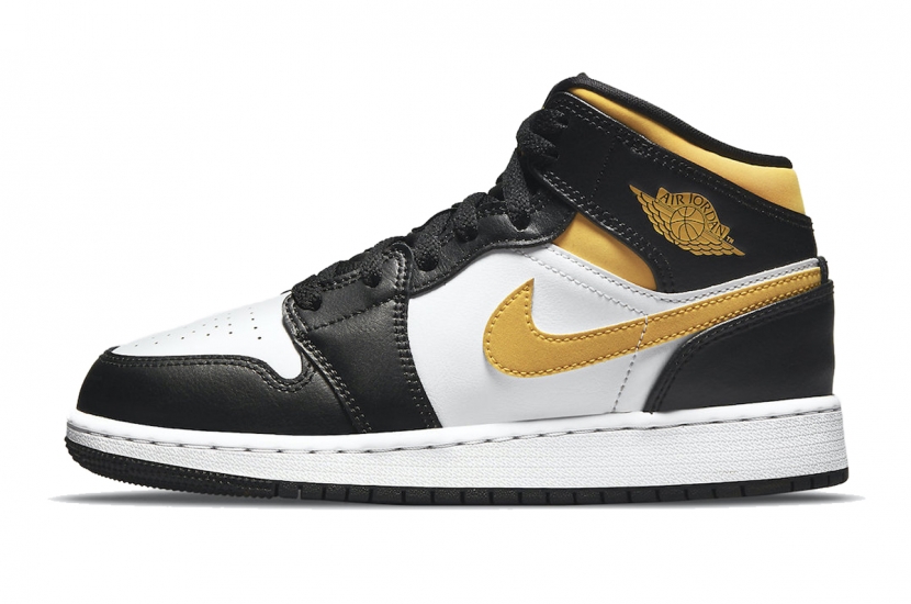 AIR JORDAN 1 MID GS WHITE POLLEN BLACK [554725-177]