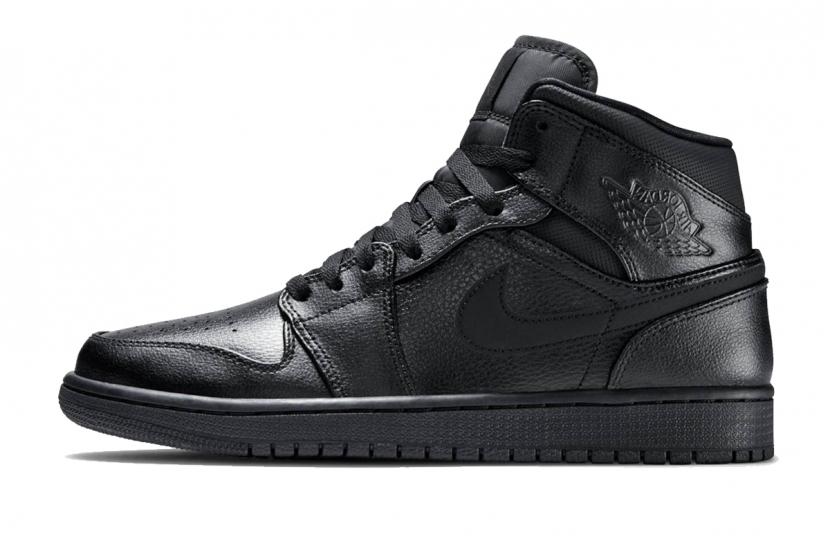 AIR JORDAN 1 MID GS TRIPLE BLACK 2015 [554725-030]