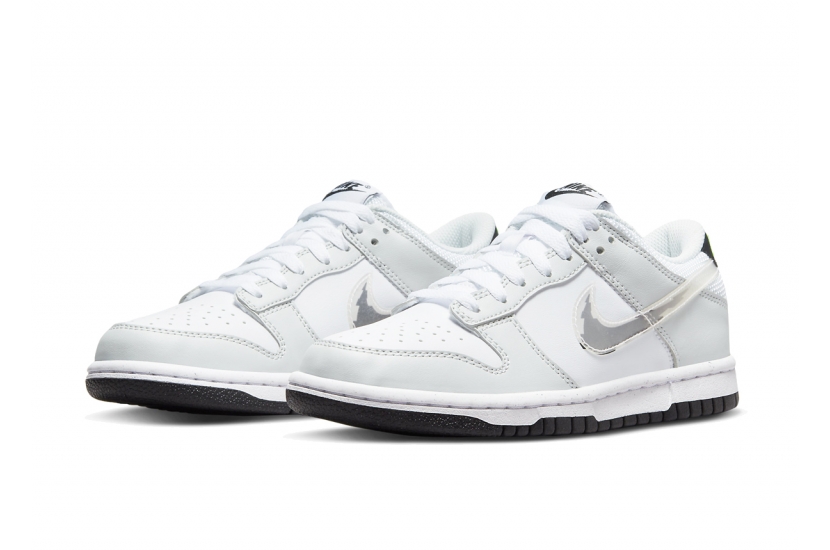 DUNK LOW GLITCH SWOOSH WHITE GREY GS [DV3033-001]