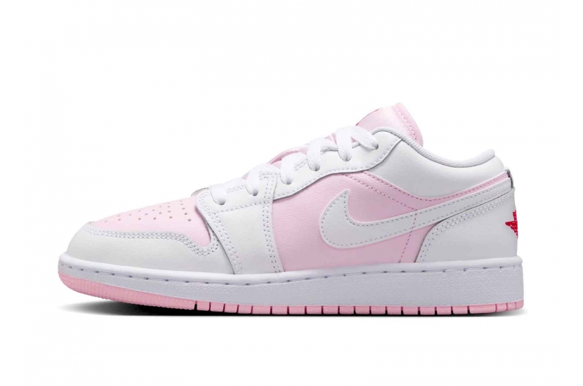 AIR JORDAN 1 LOW PINK FOAM FIRE RED WHITE (GS) [553560-608]