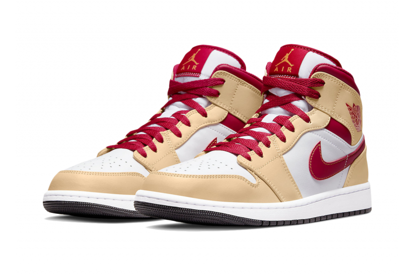 AIR JORDAN 1 MID BEIGE RED [554724-201]