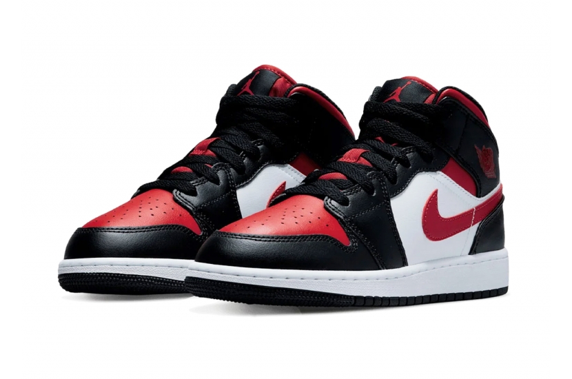 AIR JORDAN 1 MID BLACK FIRE RED GS [554725-079]