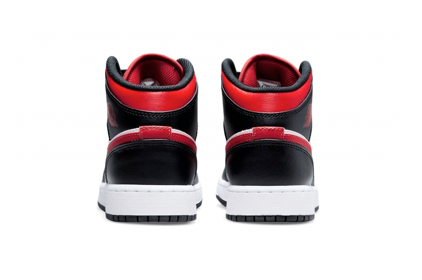 AIR JORDAN 1 MID BLACK FIRE RED GS [554725-079]