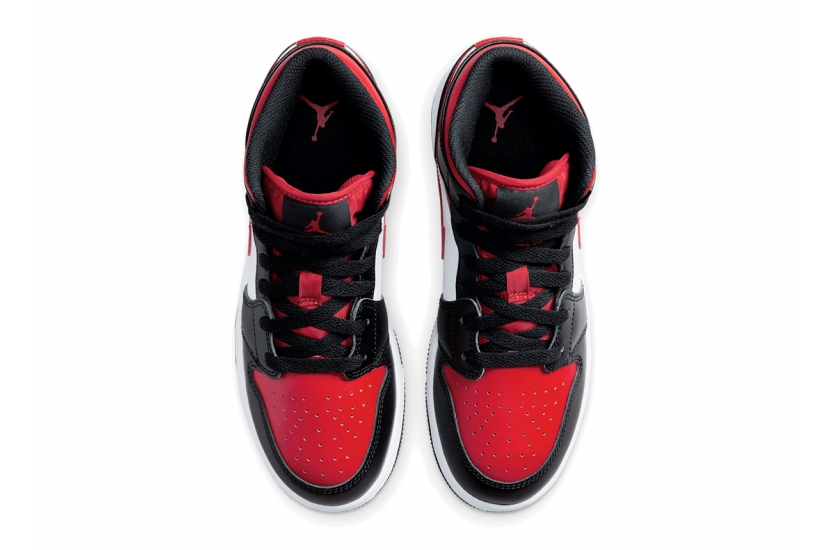 AIR JORDAN 1 MID BLACK FIRE RED GS [554725-079]