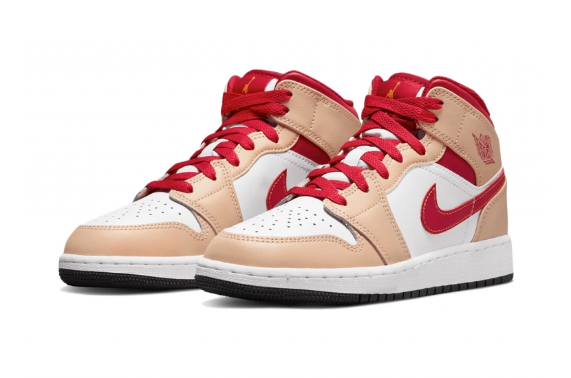 AIR JORDAN 1 MID LIGHT CARDINAL CURRY (GS) [554725-201]