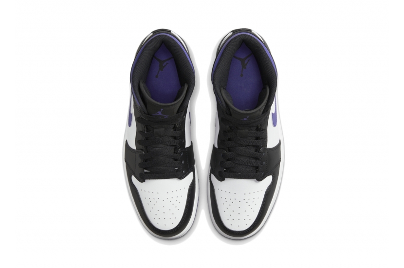 AIR JORDAN 1 MID WHITE BLACK PURPLE [554724-095]