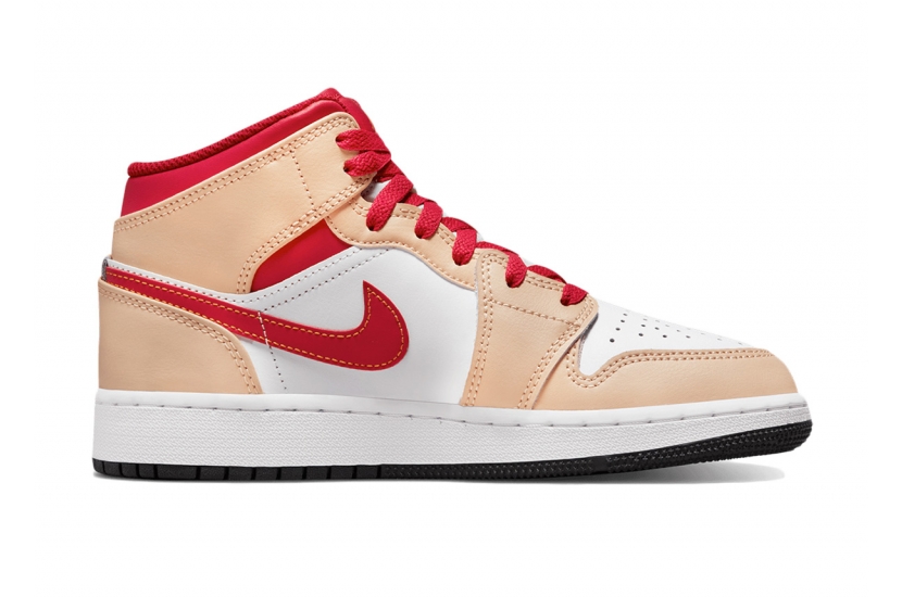 AIR JORDAN 1 MID LIGHT CARDINAL CURRY (GS) [554725-201]