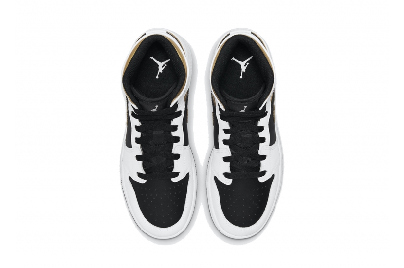AIR JORDAN 1 MID WHITE BLACK GOLD [554725-190]