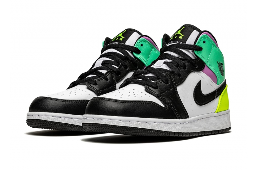 AIR JORDAN 1 MID GS PASTEL BLACK TOE [554725-175]