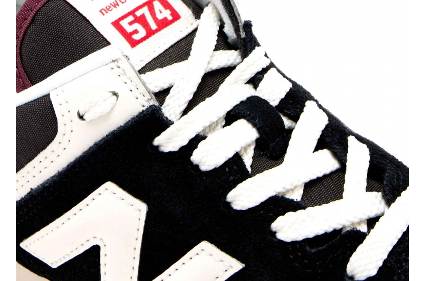 NEW BALANCE 574 BLACK WHITE BURGUNDY [WL574WBE]