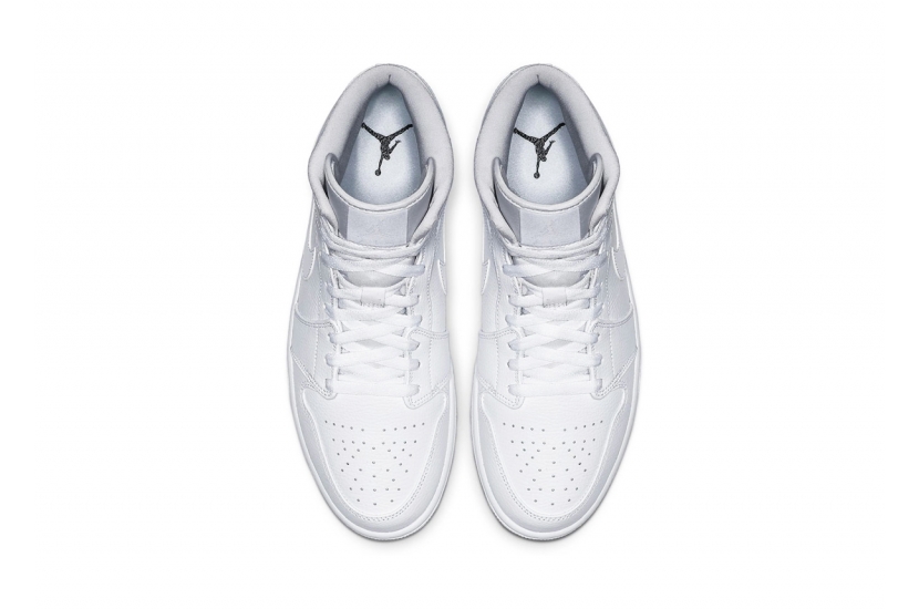 AIR JORDAN 1 MID GS TRIPLE WHITE [554725-130]