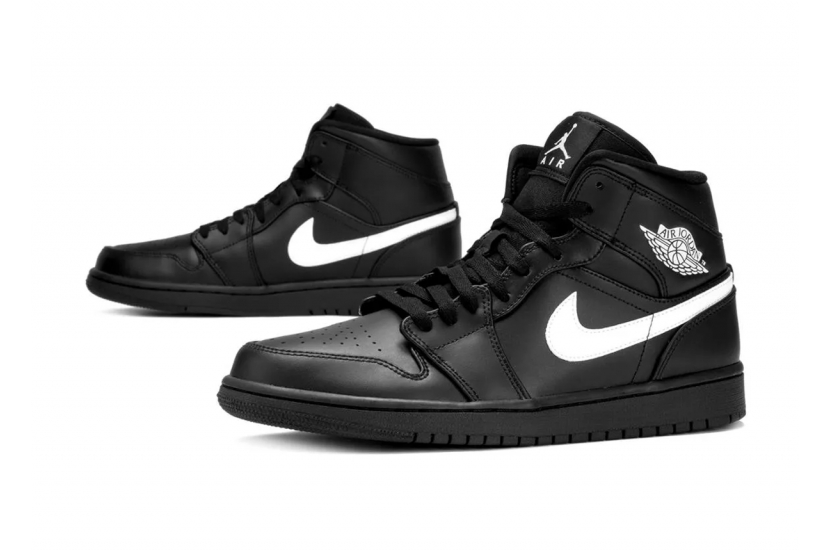 AIR JORDAN 1 MID BLACK WHITE 2018 [554724-049]