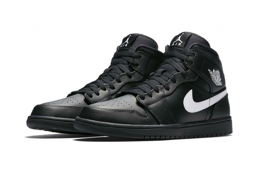 AIR JORDAN 1 MID BLACK WHITE 2018 [554724-049]