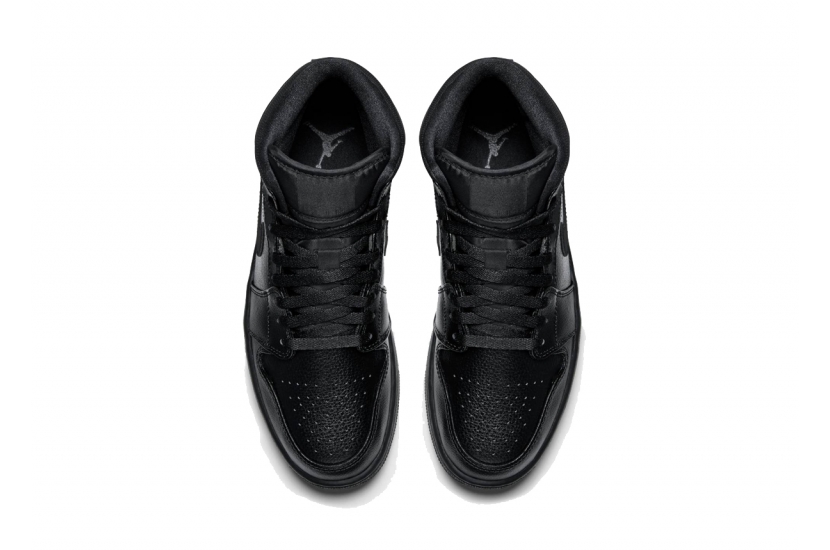 AIR JORDAN 1 MID GS TRIPLE BLACK 2015 [554725-030]