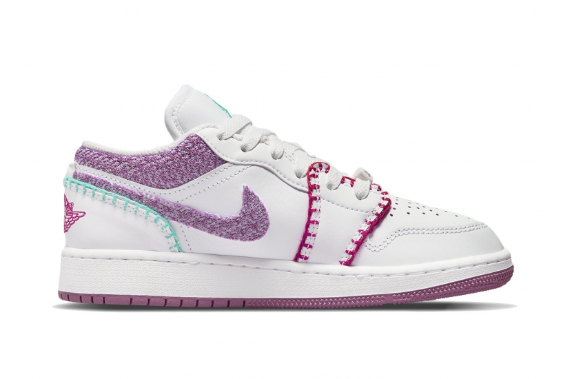 AIR JORDAN 1 LOW WHITE LIGHT BORDEUAX (GS) [DM9037-100]